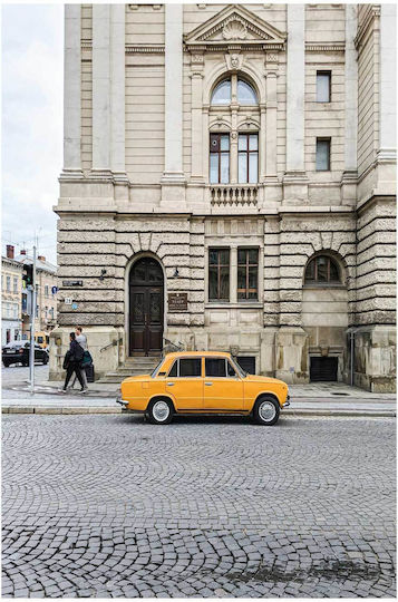 Painting Yellow Car By Historic Building Yellow Car Historic Building 50x80