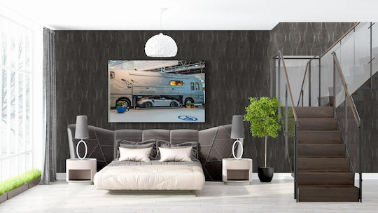Luxury Motorhome With Sports Car 1 On Canvas