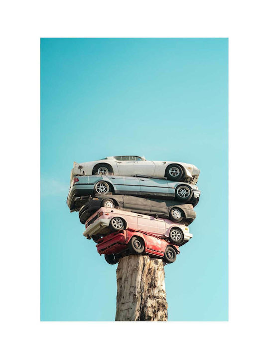 Panou Stacked Cars On Tree Stump Stivuite Mașini Pe Bășică De Copac 40x65