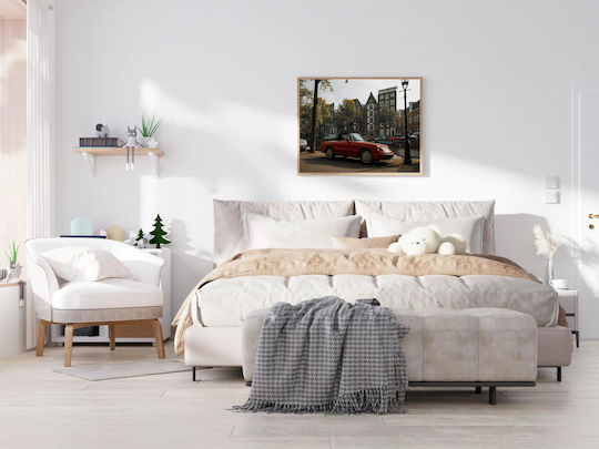Classic Car In Urban Setting Κλασικό Αυτοκίνητο Σε Αστικό Περιβάλλον σε Καμβά