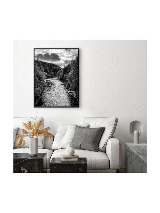 Панел Black White River Landscape Черно-бял Пейзаж На Река 100x150