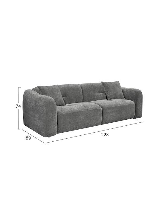 Junoa Dreisitzer Sofa Grau 228x89x74cm