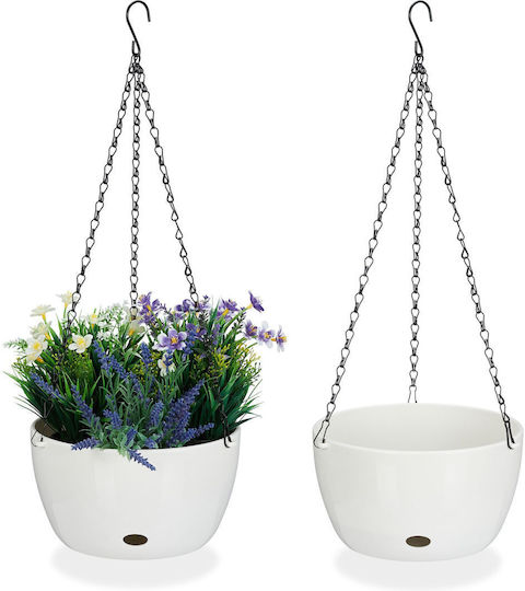 Relaxdays Set 2 Ghivece de Flori Din Plastic Albe Relaxdays Set 2 Ghivece de Flori Din Plastic Albe