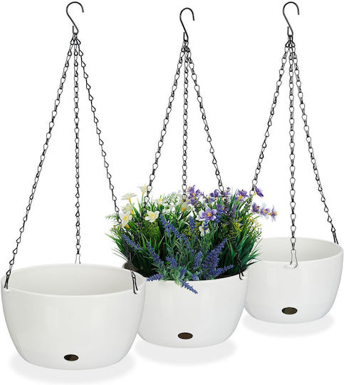 Relaxdays Set 3 Ghivece de Flori Din Plastic Albe Relaxdays Set 3 Ghivece de Flori Din Plastic Albe