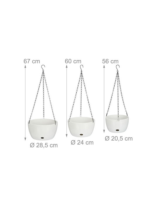 Relaxdays Set 3 Ghivece De Flori Din Plastic Albe
