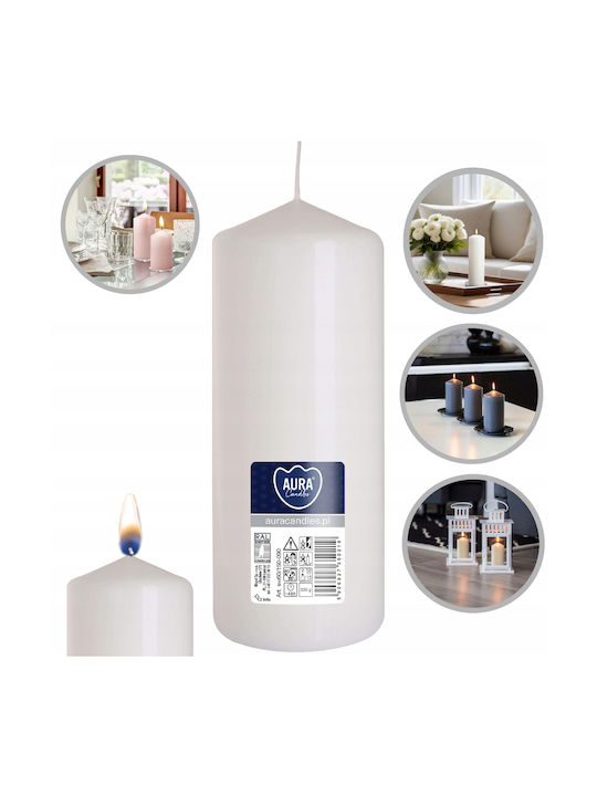 Aura Glass Decorative White Candle