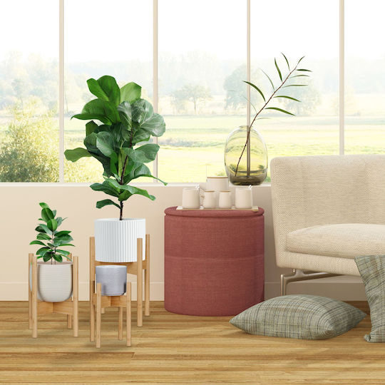 Relaxdays Σετ 3 Γλάστρες Bamboo Μπεζ
