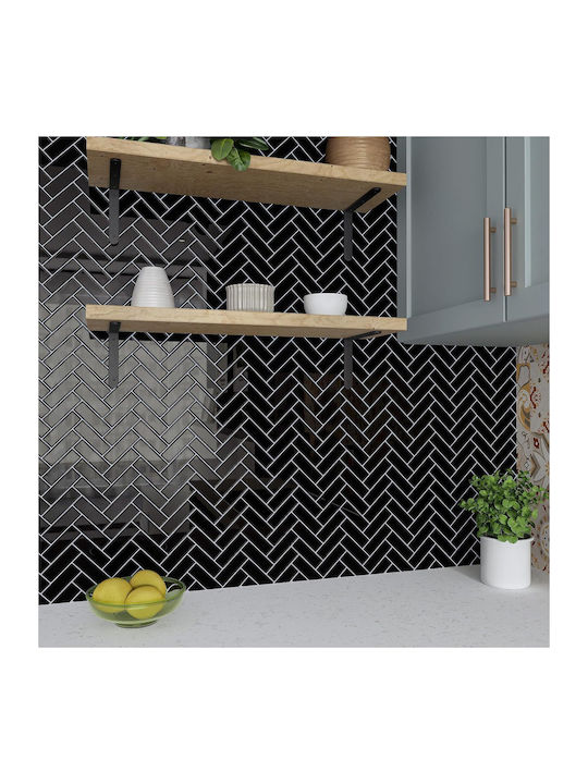 Стикери За Стена Varypaper 3d Рибена Кост 30,5x30,5 См 20 Броя Черни