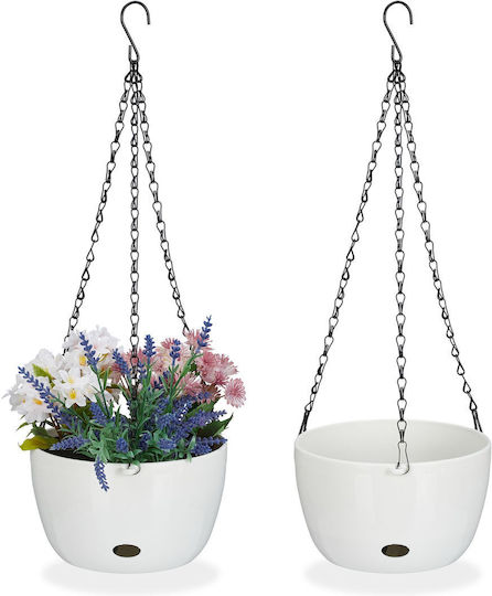 Relaxdays Set 2 Ghivece de Flori Din Plastic Albe Relaxdays Set 2 Ghivece de Flori Din Plastic Albe