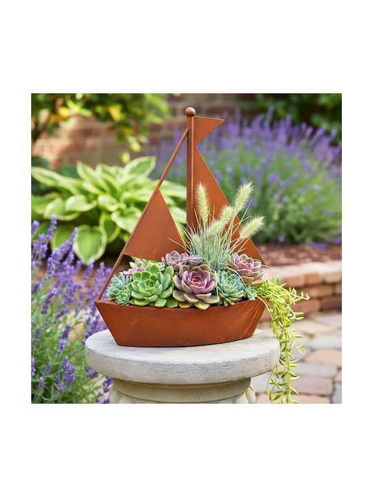 Relaxdays Γλάστρα Μεταλλική Καφέ 43x34.5x10εκ.