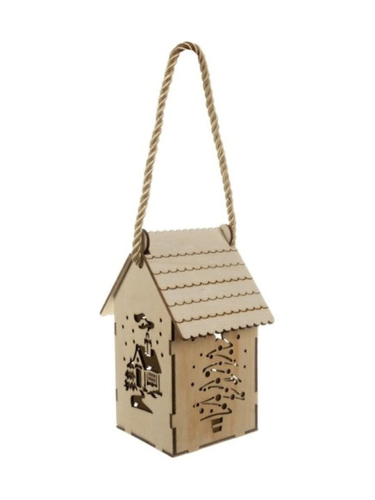 Casă Din Lemn Motif De Crăciun Led 14x7x10 Cm