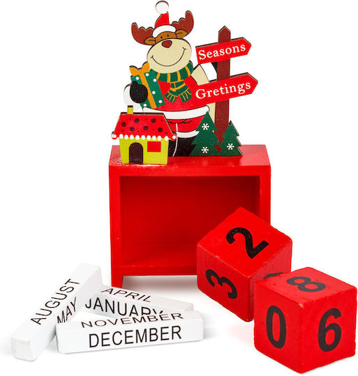 Christmas Calendar Made Mdf Wood 13.5x7x3.5 Cm Santa Claus Reindeer Snowman Design