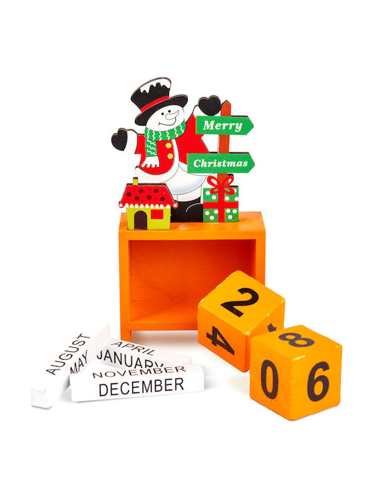 Calendar De Crăciun Din Lemn Mdf 13.5x7x3.5 Cm Design Moș Crăciun Ren Om De Zăpadă