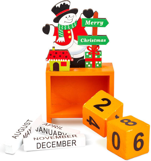 Christmas Calendar Made Mdf Wood 13.5x7x3.5 Cm Santa Claus Reindeer Snowman Design