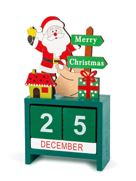 Calendar De Crăciun Din Lemn Mdf 13.5x7x3.5 Cm Design Moș Crăciun Ren Om De Zăpadă