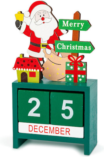Christmas Calendar Made Mdf Wood 13.5x7x3.5 Cm Santa Claus Reindeer Snowman Design