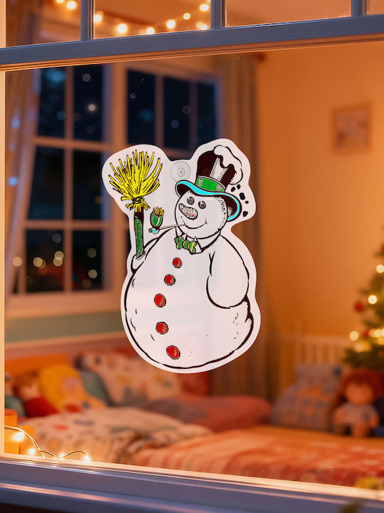 Christmas Window Decoration 30x29 Cm Snowman Design Suction Cup Ornament