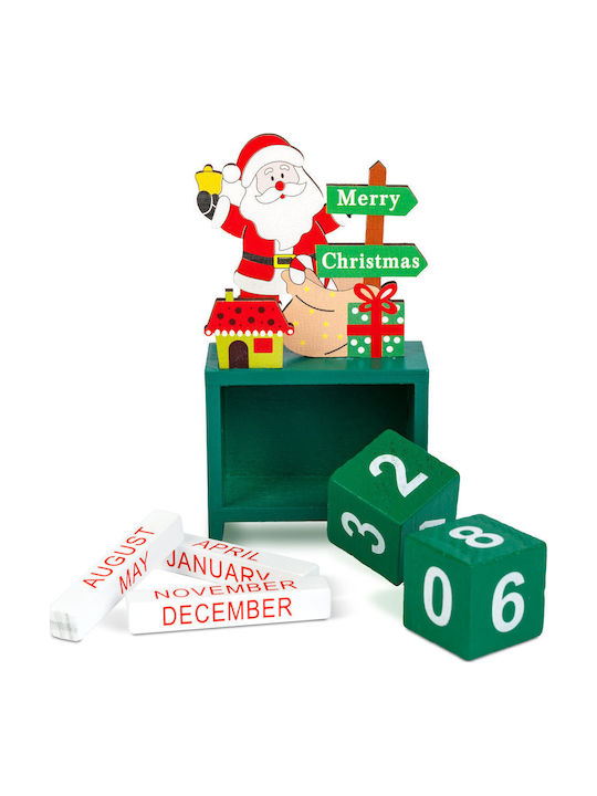 Calendar De Crăciun Din Lemn Mdf 13.5x7x3.5 Cm Design Moș Crăciun Ren Om De Zăpadă