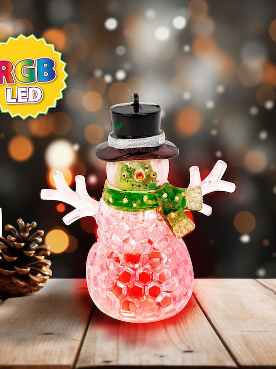 Christmas Led Decoration Rgb Green Snowman 9 Cm Multicolor Batteries