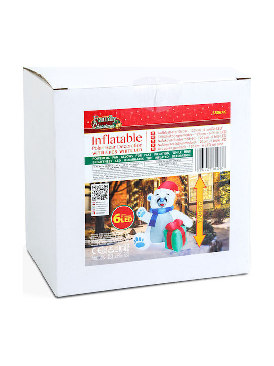 Urs Polar De Crăciun Gonflabil 120 Cm 6 Led Ip44 Decorațiune Exterioară Alimentare 230v