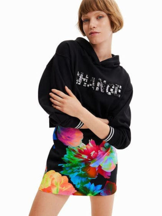 Tulip Women's Skirt-Shorts High-waisted Floral Black