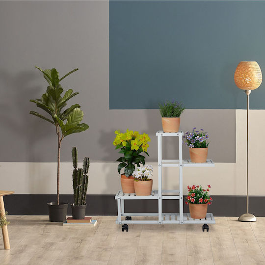 Relaxdays Поставка За Саксия Бяла 60.5x61.5x26см