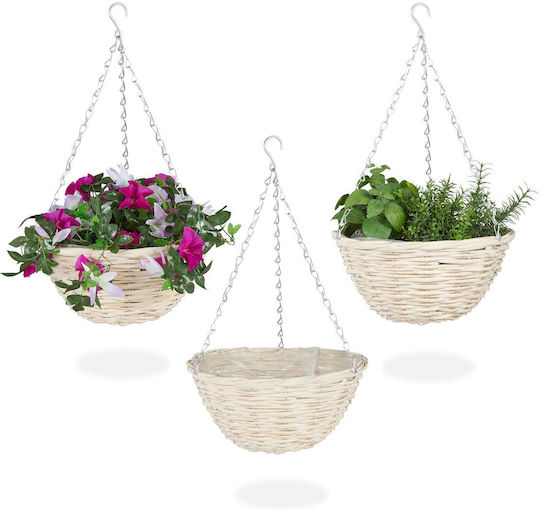 Relaxdays Поставка За Саксия Висулка Бежова 12x25см