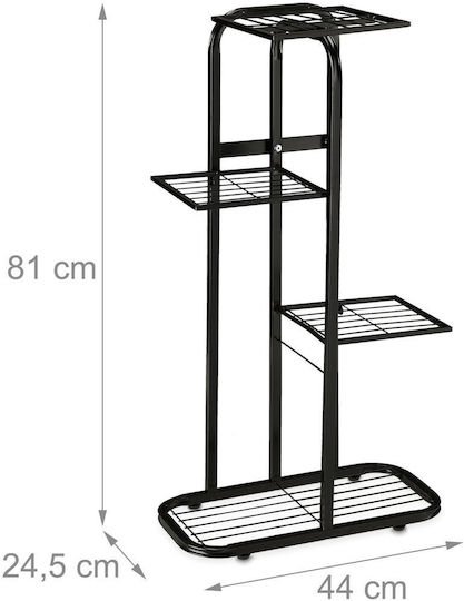 Relaxdays Suport Metalic Negru Pentru Plante 81x44x24,5 cm