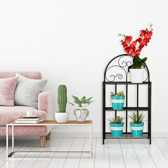 Relaxdays Suport Metalic Negru Pentru Plante 83x44.5x25cm