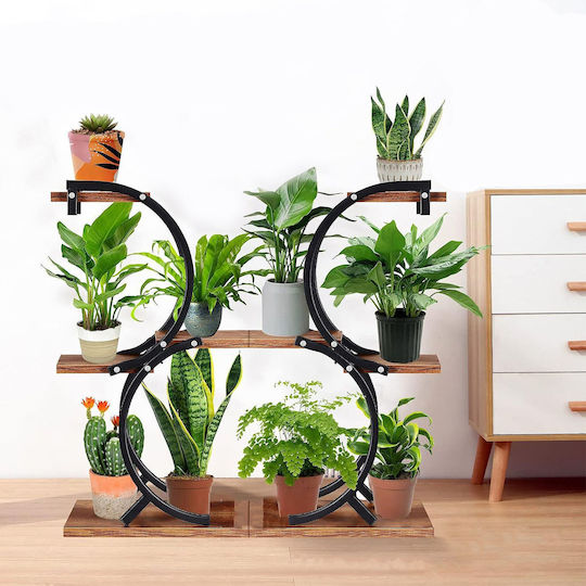 Relaxdays Метална Поставка За Саксии Черна 76x48x30см