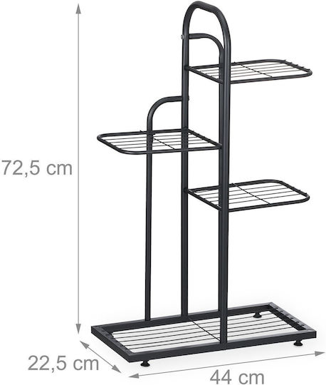 Relaxdays Suport Metalic Negru Pentru Plante 72.5x44x22.5 cm