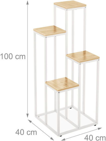 Relaxdays Поставка За Саксия Бяла 80x40x40см