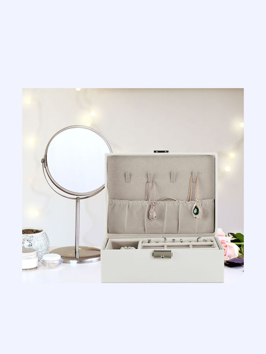 Relaxdays Jewellery Box White 9.5x23x17.5cm