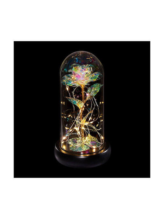 Trandafir Etern În Cupolă De Sticlă Relaxdays Multicolor 22x11cm Lumină Led