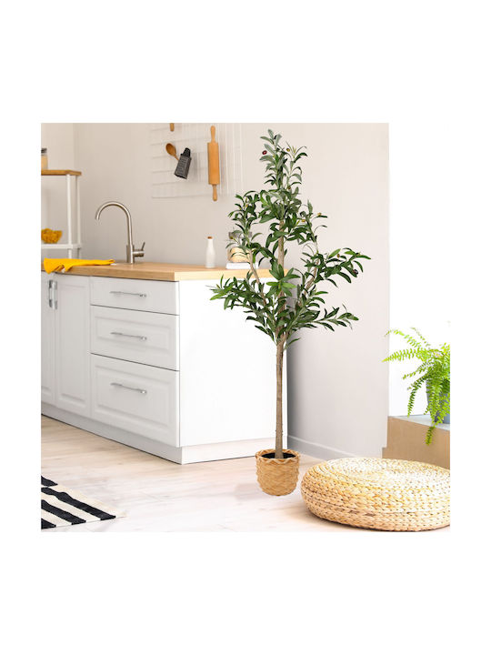 Relaxdays Artificial Olive Tree Dark Green Light Brown/black 150x65x65 Cm