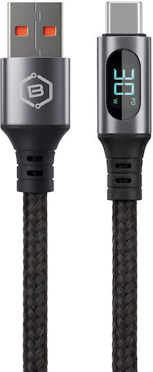 Blavec Braided USB 2.0 Cable USB-C male - USB-A 30W Μαύρο 1m