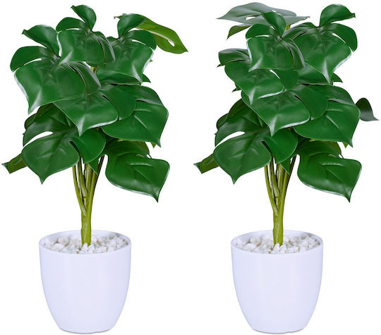 Set 2 Plante Artificiale Monstera Relaxdays Verzi Albe 33x20cm Set 2 Plante Artificiale Monstera Relaxdays Verzi Albe 33x20cm