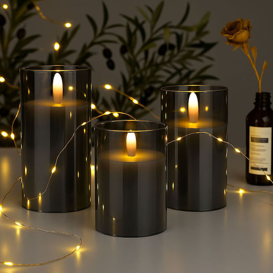 Relaxdays Декоративно Осветително Тяло LED Свещ 3 Бр