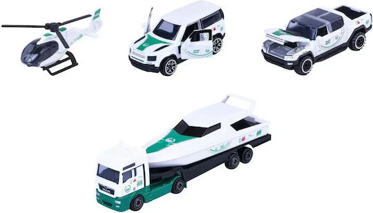 Majorette Car Set 4 Dubai Police Metallic Mercedes AMG Cars 7.5cm Police