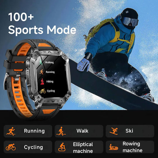 Microwear AK86 Smartwatch с Пулсометър (Черен Стомана)