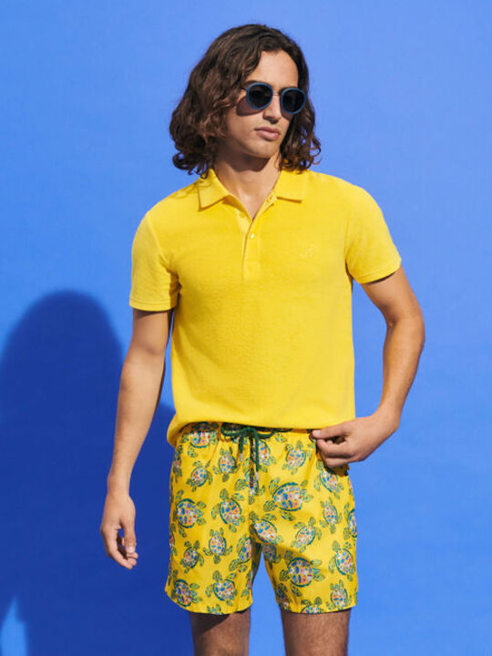 Costume De Baie Bărbați Pantaloni Scurți Galbeni Cu Model