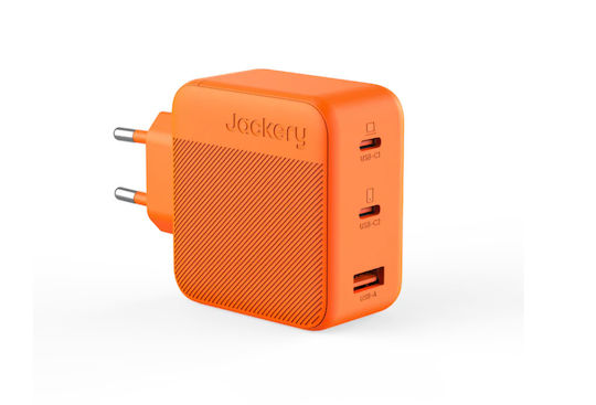 Jackery Charger Without Cable GaN with USB-A Port and 2 USB-C Ports 102W Orange
