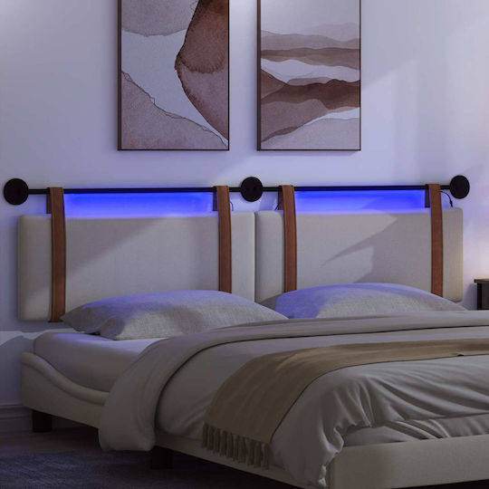 vidaXL Leather Gray Bed Headboard Cushion 210x55cm