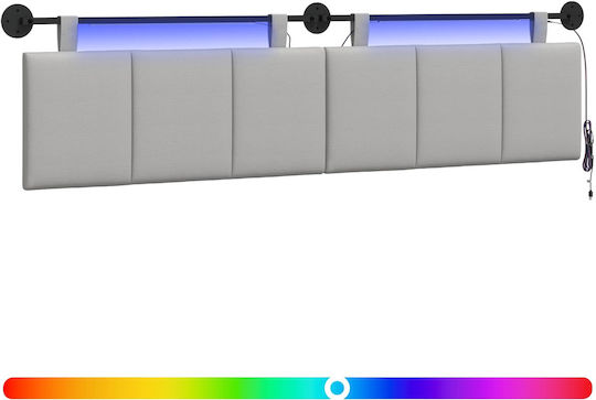 vidaXL Възглавница За Табла За Легло Текстилна Сива 210x55см