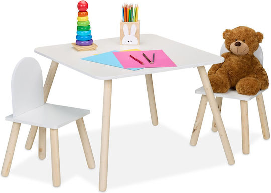 Set Masă Pentru Copii cu Scaune Alb Relaxdays Set Masă Pentru Copii cu Scaune Alb Relaxdays