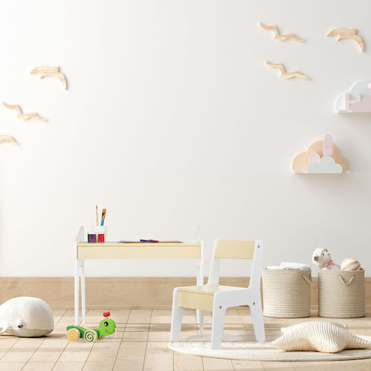 Set Masă pentru Copii cu Scaune Bej Relaxdays