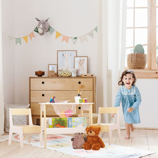 Relaxdays Kinder Tische Set mit Stühlen Weiß Relaxdays