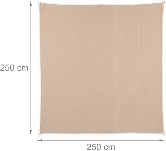 Relaxdays Plasă Pătrată De Umbrire Bej 2.5x2.5m