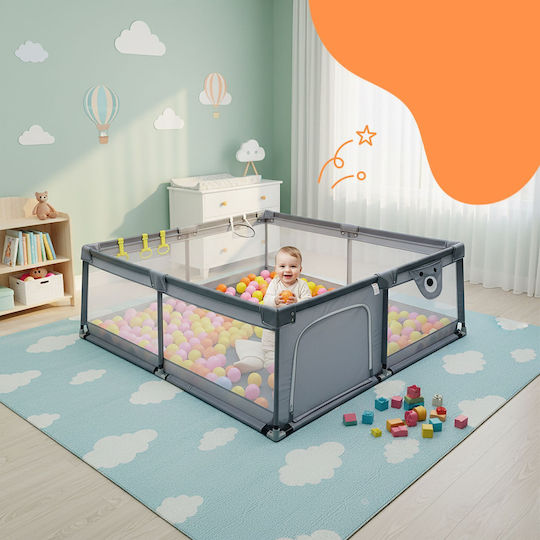 Relaxdays Babypark Mit Matratze Grau 200x65cm