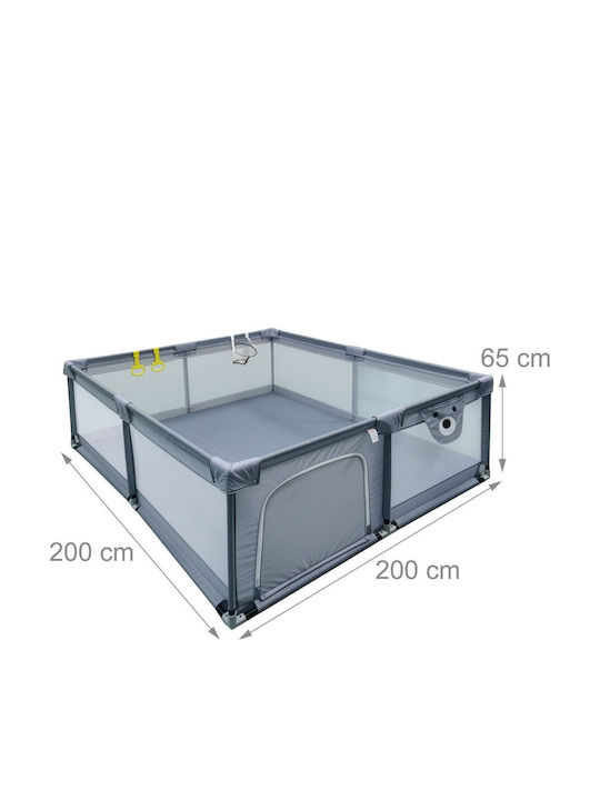 Relaxdays Playpen with Mattress Gray 200x65cm